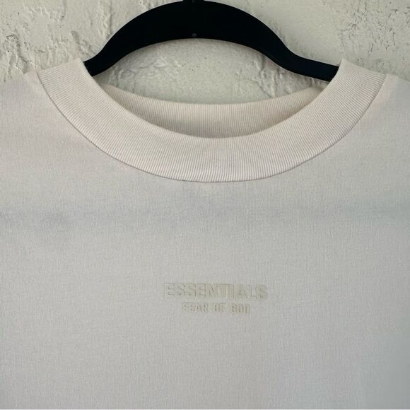 FEAR OF GOD Essentials Tee Shirt Men Large Oversized Cream - Picture 5 of 12